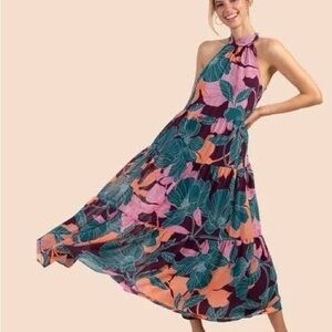 Trina Turk Sunglasses Halter Maxi Dress, Size XL